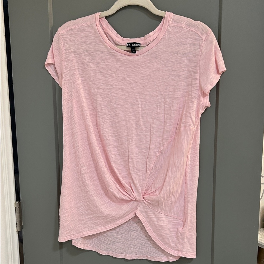 Express Light Pink Twist Front Tee